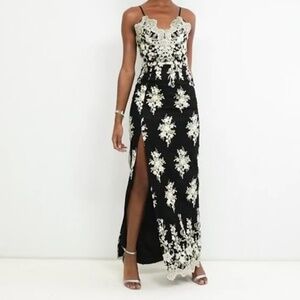 Chi Chi London Tall Scalloped Plunge Maxi Dress